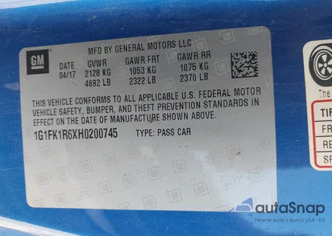 2017 Chevrolet Camaro Zl1 z USA, uszkodzony, nr VIN 1G1FK1R6XH0200745